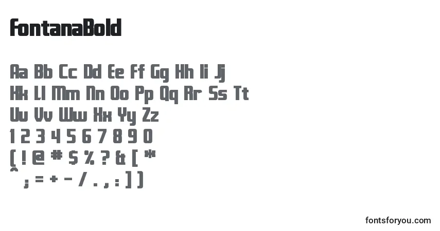 Czcionka FontanaBold – alfabet, cyfry, specjalne znaki