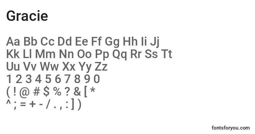 Шрифт Gracie – алфавит, цифры, специальные символы