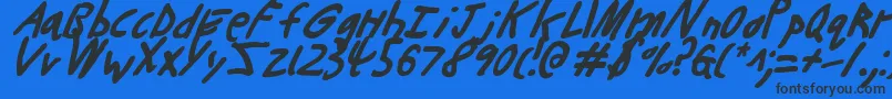 Шрифт ButtonsTheBearItalic – чёрные шрифты на синем фоне