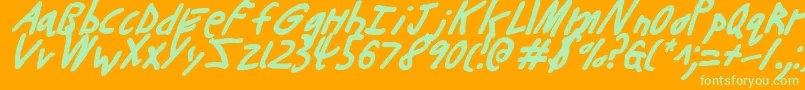 ButtonsTheBearItalic Font – Green Fonts on Orange Background