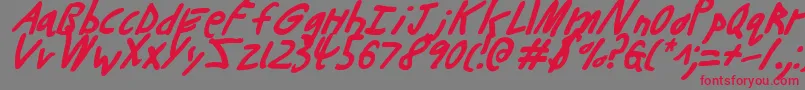 フォントButtonsTheBearItalic – 赤い文字の灰色の背景