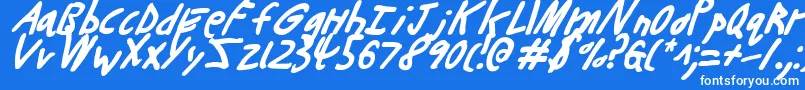 フォントButtonsTheBearItalic – 青い背景に白い文字