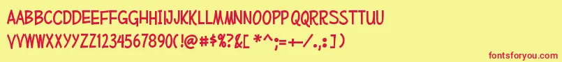 MufferawcdRegular Font – Red Fonts on Yellow Background