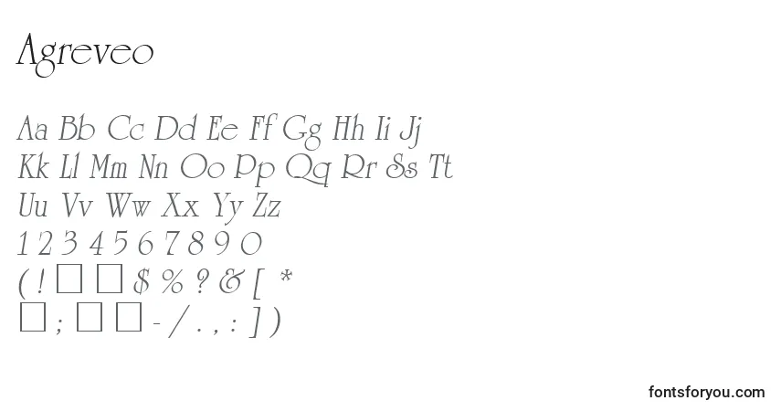 Шрифт Agreveo – алфавит, цифры, специальные символы
