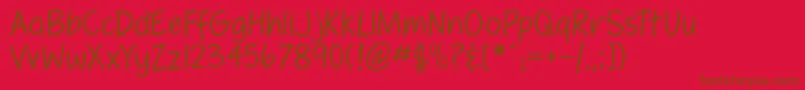 FennarioLight-Schriftart – Braune Schriften auf rotem Hintergrund