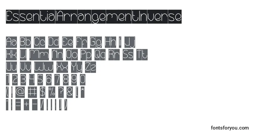 Czcionka EssentialArrangementInverse – alfabet, cyfry, specjalne znaki