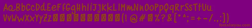 QuadernoBiancoBold-Schriftart – Braune Schriften auf violettem Hintergrund