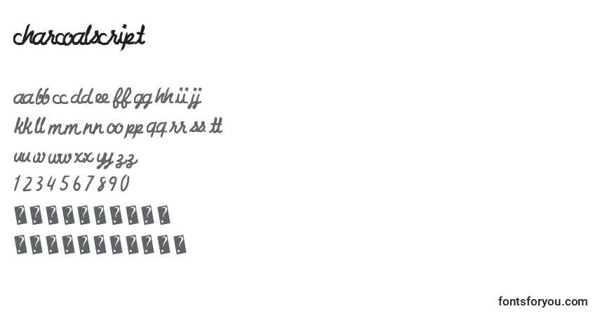Czcionka Charcoalscript – alfabet, cyfry, specjalne znaki