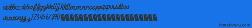 Charcoalscript-Schriftart – Schwarze Schriften auf blauem Hintergrund