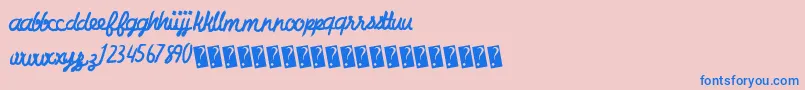 Charcoalscript-Schriftart – Blaue Schriften auf rosa Hintergrund