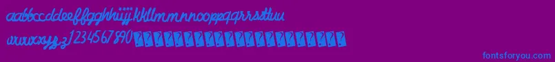 Charcoalscript Font – Blue Fonts on Purple Background