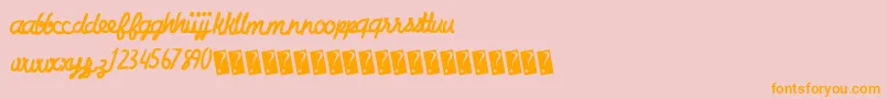 Charcoalscript-Schriftart – Orangefarbene Schriften auf rosa Hintergrund