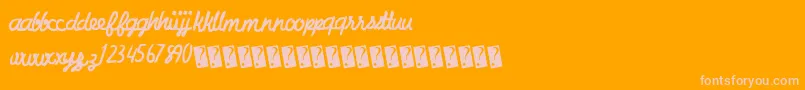 Charcoalscript Font – Pink Fonts on Orange Background