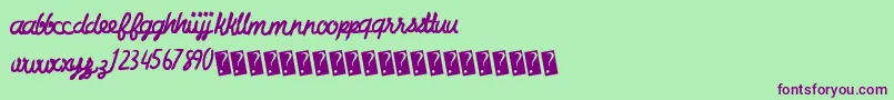 Charcoalscript-Schriftart – Violette Schriften auf grünem Hintergrund