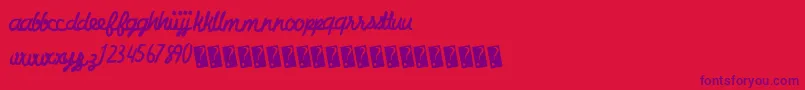 Charcoalscript-Schriftart – Violette Schriften auf rotem Hintergrund