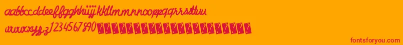 Charcoalscript-Schriftart – Rote Schriften auf orangefarbenem Hintergrund