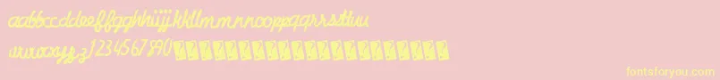 Charcoalscript Font – Yellow Fonts on Pink Background