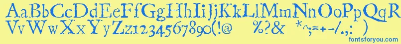 LinotypecompendioRegular-Schriftart – Blaue Schriften auf gelbem Hintergrund