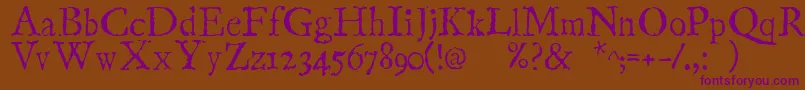 LinotypecompendioRegular-Schriftart – Violette Schriften auf braunem Hintergrund