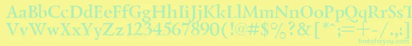 フォントLazurskyBold.001.001 – 黄色い背景に緑の文字