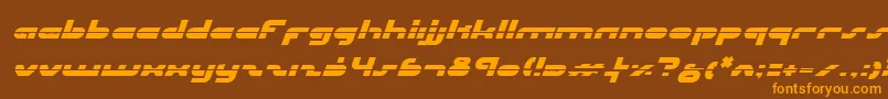 フォントUniSolLaserItalic – オレンジ色の文字が茶色の背景にあります。