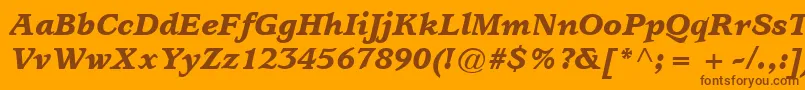 Fonte ItcUsherwoodLtBlackItalic – fontes marrons em um fundo laranja