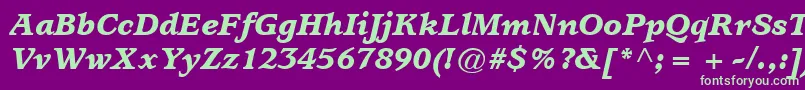 ItcUsherwoodLtBlackItalic Font – Green Fonts on Purple Background