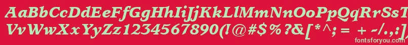 フォントItcUsherwoodLtBlackItalic – 赤い背景に緑の文字