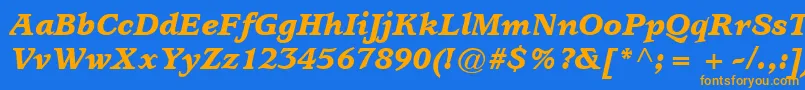 ItcUsherwoodLtBlackItalic-Schriftart – Orangefarbene Schriften auf blauem Hintergrund