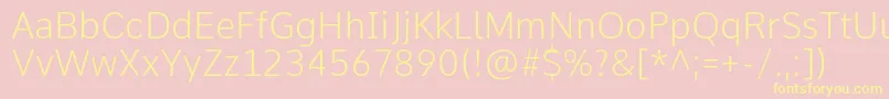 CommeExtralight-Schriftart – Gelbe Schriften auf rosa Hintergrund