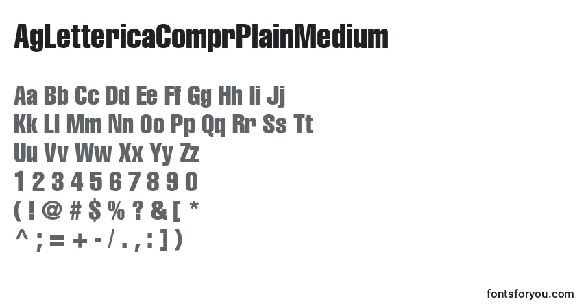 Czcionka AgLettericaComprPlainMedium – alfabet, cyfry, specjalne znaki
