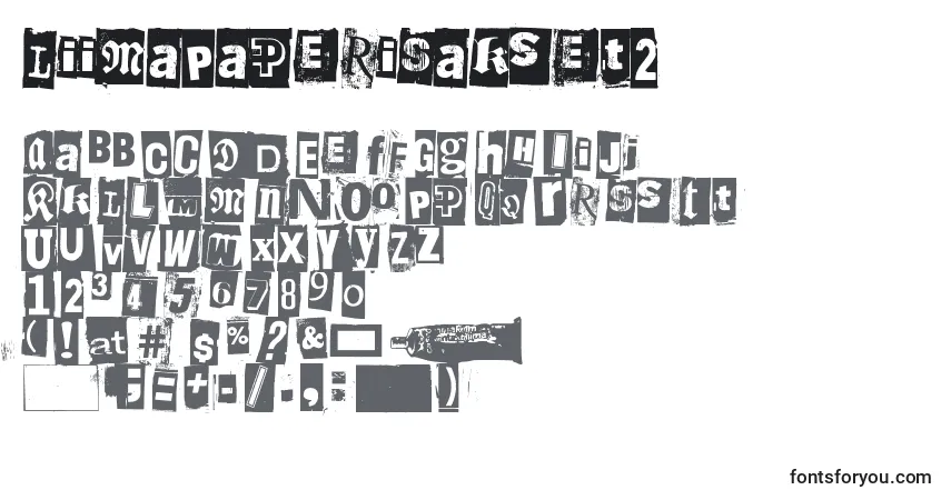 A fonte LiimaPaperiSakset2 – alfabeto, números, caracteres especiais