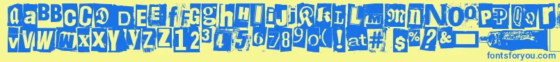 LiimaPaperiSakset2 Font – Blue Fonts on Yellow Background