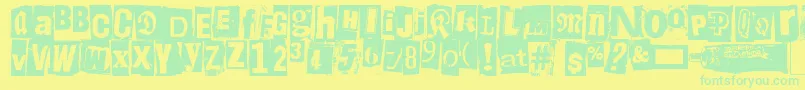 LiimaPaperiSakset2 Font – Green Fonts on Yellow Background