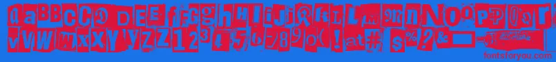 LiimaPaperiSakset2 Font – Red Fonts on Blue Background