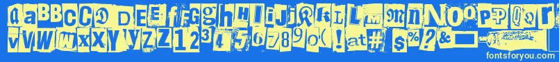 LiimaPaperiSakset2 Font – Yellow Fonts on Blue Background