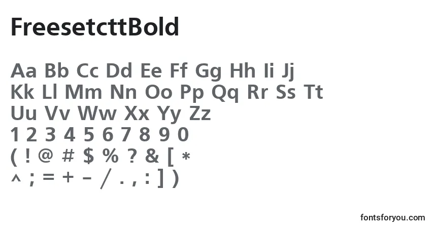 A fonte FreesetcttBold – alfabeto, números, caracteres especiais