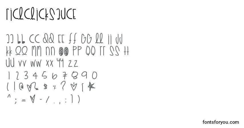 A fonte Richchicksauce – alfabeto, números, caracteres especiais