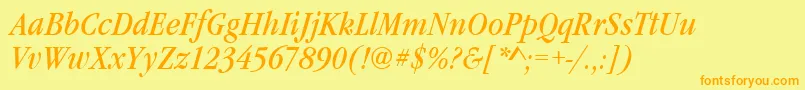 GaramonditcteeconItalic Font – Orange Fonts on Yellow Background