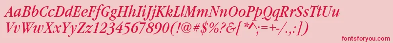 GaramonditcteeconItalic Font – Red Fonts on Pink Background