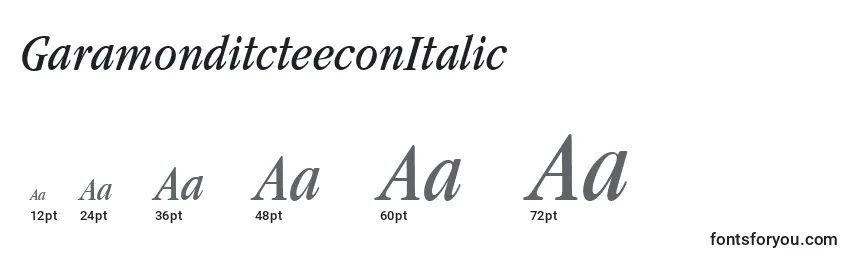GaramonditcteeconItalic Font Sizes