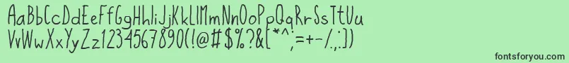 フォントHisign – 緑の背景に黒い文字