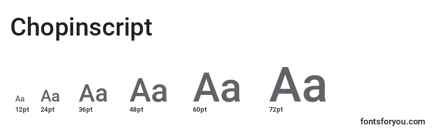 Размеры шрифта Chopinscript