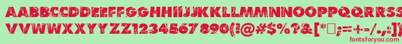 フォントBenKrush – 赤い文字の緑の背景