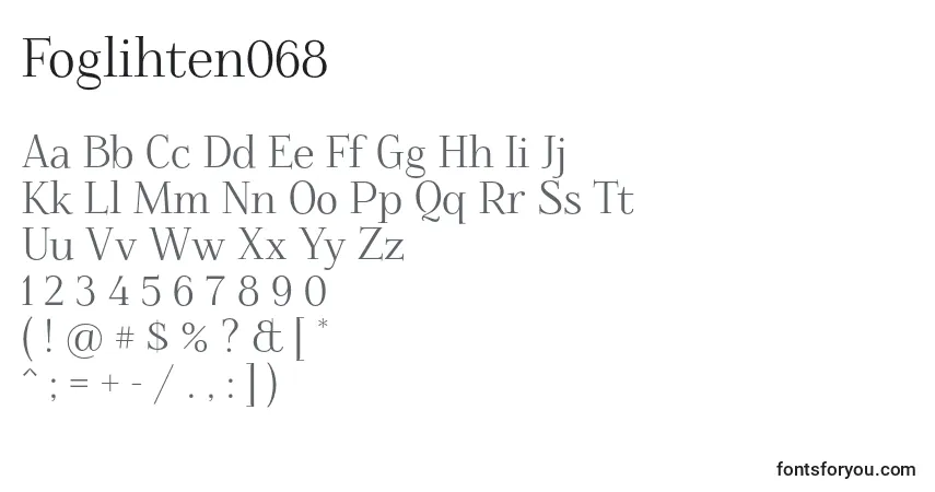 A fonte Foglihten068 – alfabeto, números, caracteres especiais