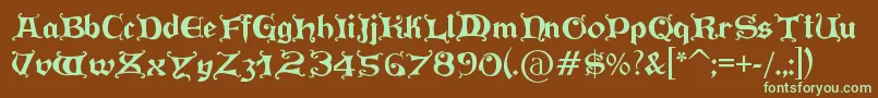 フォントPressGutenberg – 緑色の文字が茶色の背景にあります。