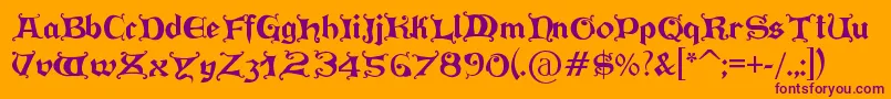 PressGutenberg-fontti – violetit fontit oranssilla taustalla