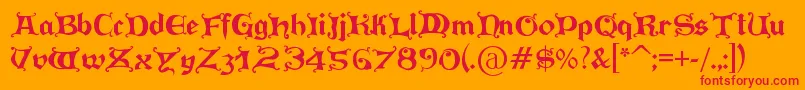 PressGutenberg-Schriftart – Rote Schriften auf orangefarbenem Hintergrund