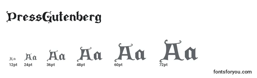 Размеры шрифта PressGutenberg