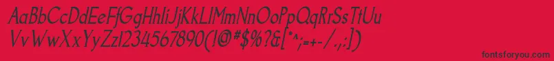 Fonte GoodfishItalic – fontes pretas em um fundo vermelho